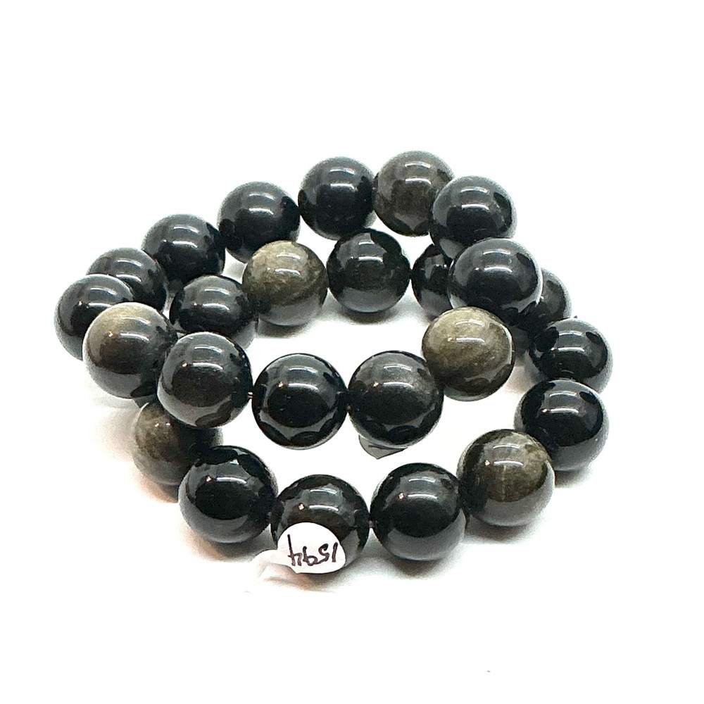 One vintage estate, Obsidian beaded bracelet